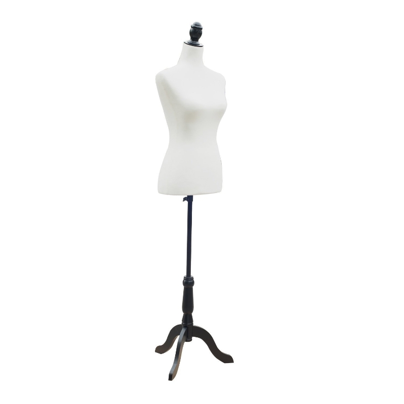 HOMCOM Maniquí de Costura Femenino Maniquí de Costura Ajustable a 130-168 cm con Trípode de Madera para Fotografía de Moda Exposición de Prendas Blanco