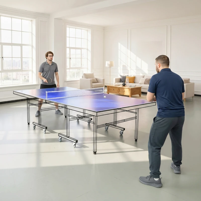 SPORTNOW 9 ft Folding Ping Pong Table Top for Billiard Tables, Table Tennis Conversion Top with Net, Foam Padding, Blue