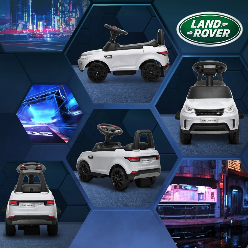 AIYAPLAY Macchina per Bambini con Licenza Land Rover 6V, Funzionamento Elettrico e a Spinta, Velocità 3km/h, Bianco