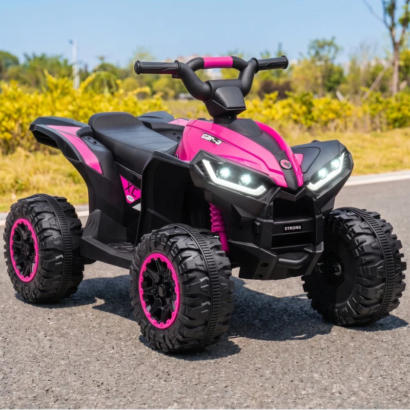 HOMCOM 12V Ride-On Quad Bike w/ Music, Horn, for Ages 3-5 Years - Pink