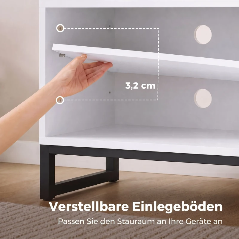 HOMCOM Tv-meubel voor tv's tot 55 inch, modern tv-lowboard met verstelbare planken, wit