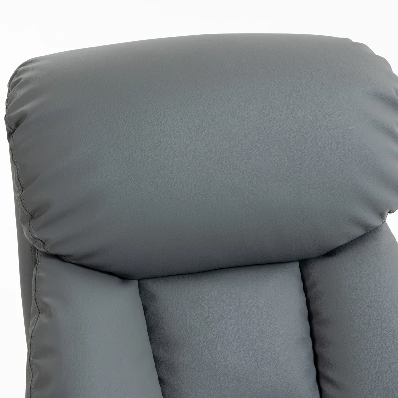 HOMCOM Relaxstoel met ligfunctie, lederlook, voetensteun, tot 120 kg, 78 x 80 x 109 cm, grijs