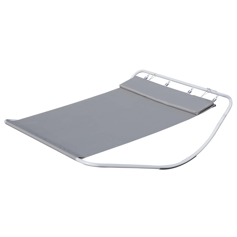 HOMCOM Bain de Soleil transat de Jardin 2 Personnes chaise longue Bascule hamac tétière inclus pour Jardin, Piscine, Terrasse dim. 2,12 x 1,75 x 0,6 m Gris