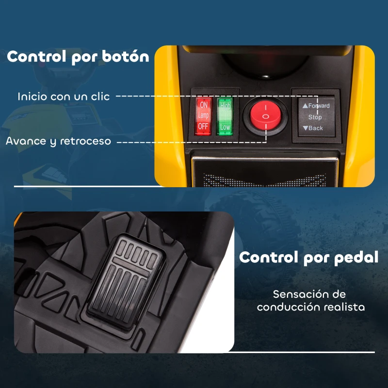HOMCOM Quad Eléctrico para Niños de 3-5 Años Vehículo Eléctrico a Batería 12V con 2 Motores 83x53x55,5 cm Amarillo