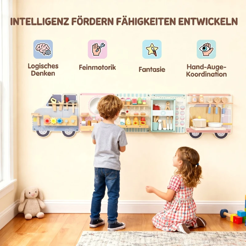 AIYAPLAY Montessori Busy Board Sensorisches Spielzeug im Truck-Design ab 3 Jahre