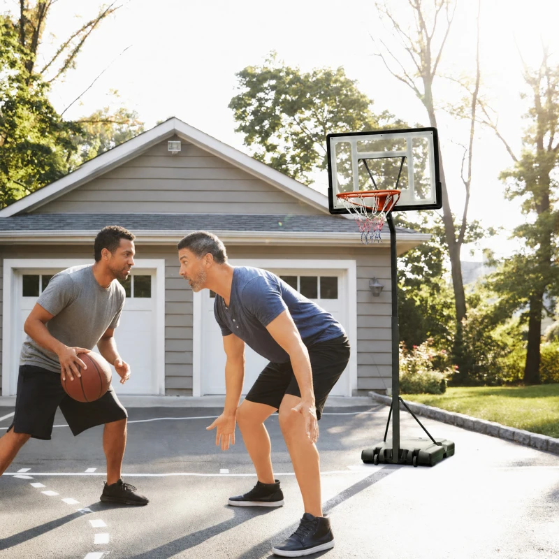 HOMCOM Portable 10ft Basketball Backboard Hoop Set Professional Outdoor Freestanding Basketball Stand with Wheels for Adults and Children, Adjustable High 2.55M-3.05M