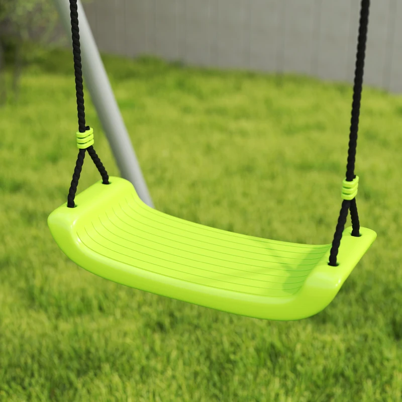 AIYAPLAY Gioco per Bambini 4 in 1 con 2 Altalene da Giardino, Canestro e Porta da Calcio, 215x180x182 cm, Verde e Grigio