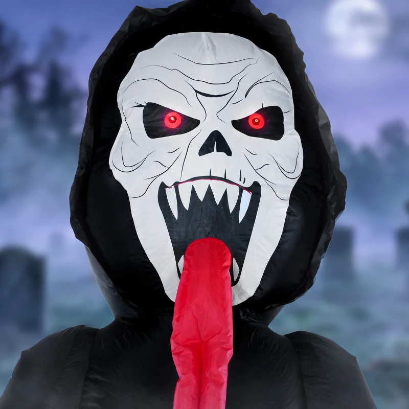 Outsunny Opblaasbaar Halloween-skelet 310 cm met geïntegreerde ledverlichting, griezeldecoratie voor binnen en buiten