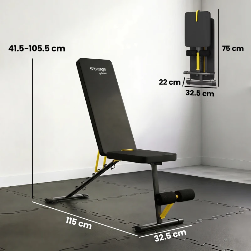 SPORTNOW Adjustable Weight Bench, 300kg Incline Decline Flat Foldable Bench Press with 7 Backrest Positions and Resistance Bands