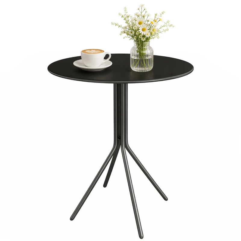 Outsunny Beistelltisch Garten Ø60 x 71 cm wetterfester Gartentisch mit Fußpolster, Rund Stahl 30kg belastbar