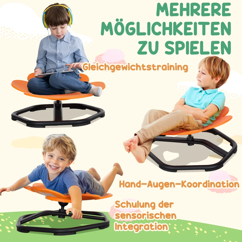 AIYAPLAY Sensorische Kinderstoel, Draaisstoel voor Autisme, Sensorische Balans Trainingszit, Kunststof Oranje
