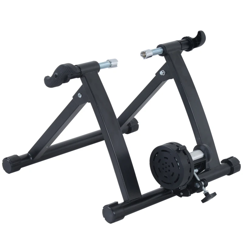 HOMCOM Rodillo de Bicicleta Entrenamiento Plegable con Resistencia Magnética para Ruedas de 26-28 Pulgadas Soporte Entrenador Bici para Casa Interior 54,5x47,2x39,1 cm Negro