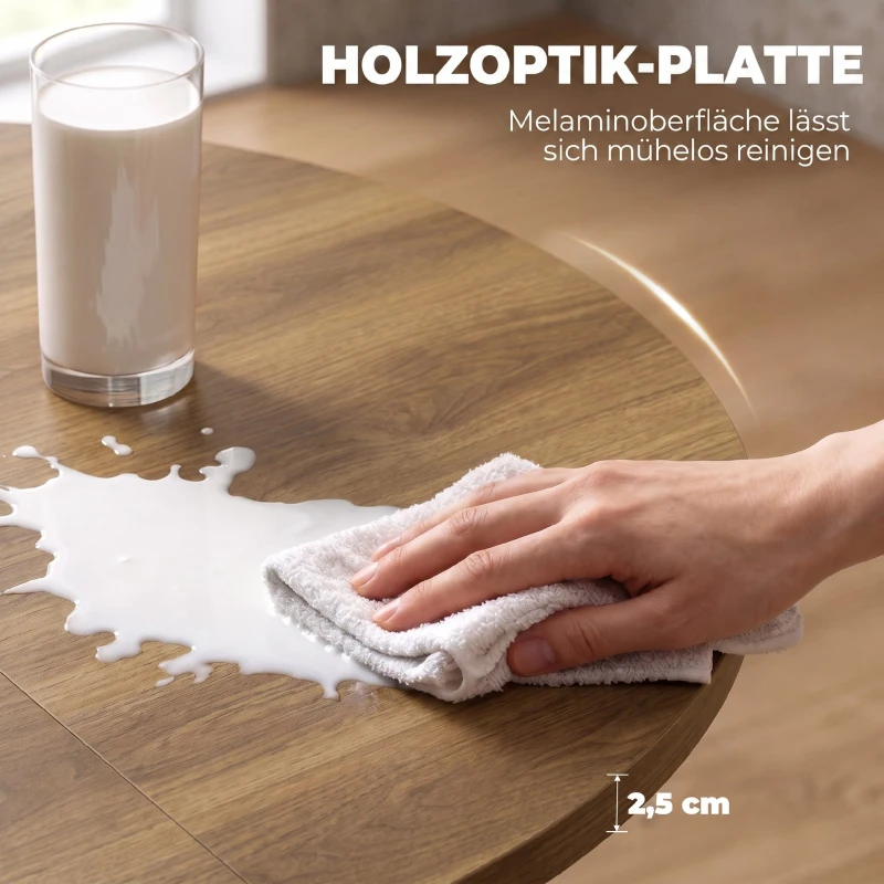 HOMCOM Ausziehbarer Esstisch für 4–6 Personen, Küchentisch in Industrie-Optik mit Spinnenbein, braune Holzoptik