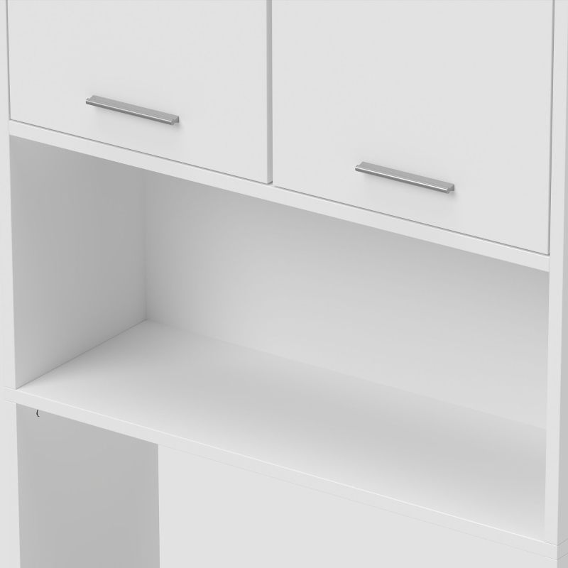 HOMCOM Kast voor boven de wasmachine, hoge badkamerkast met 2 deuren en open vak, 66 x 24 x 191 cm, wit