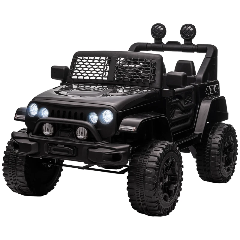 HOMCOM Macchina Elettrica per Bambini 3-6 Anni da 12V con Telecomando, Fari e Clacson, 100x64.2x71 cm, Nero