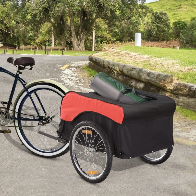 HOMCOM Remorque vélo pliable avec 4 réflecteurs rouge noir 86x61x39cm
