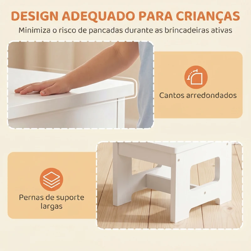 AIYAPLAY Mesa Infantil com Cadeira Tampo Reversível Mesa e Cadeira Infantil com Lousa para Desenho Crianças 3-6 Anos Branco