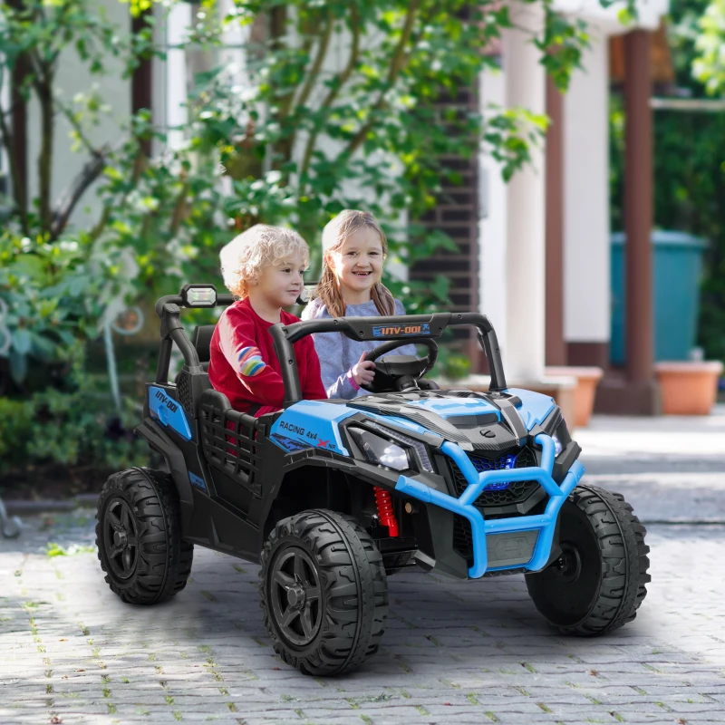 AIYAPLAY Macchina Elettrica per Bambini 24V a 2 Posti con Telecomando e 3 Velocità, Età 3-8 Anni, Blu