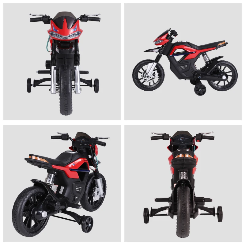 HOMCOM Kids Electric Motorbike 6V Ride On Battery Powered Motorcycle w/ Lights Music Forward Brake for 3-8 Years Old Red