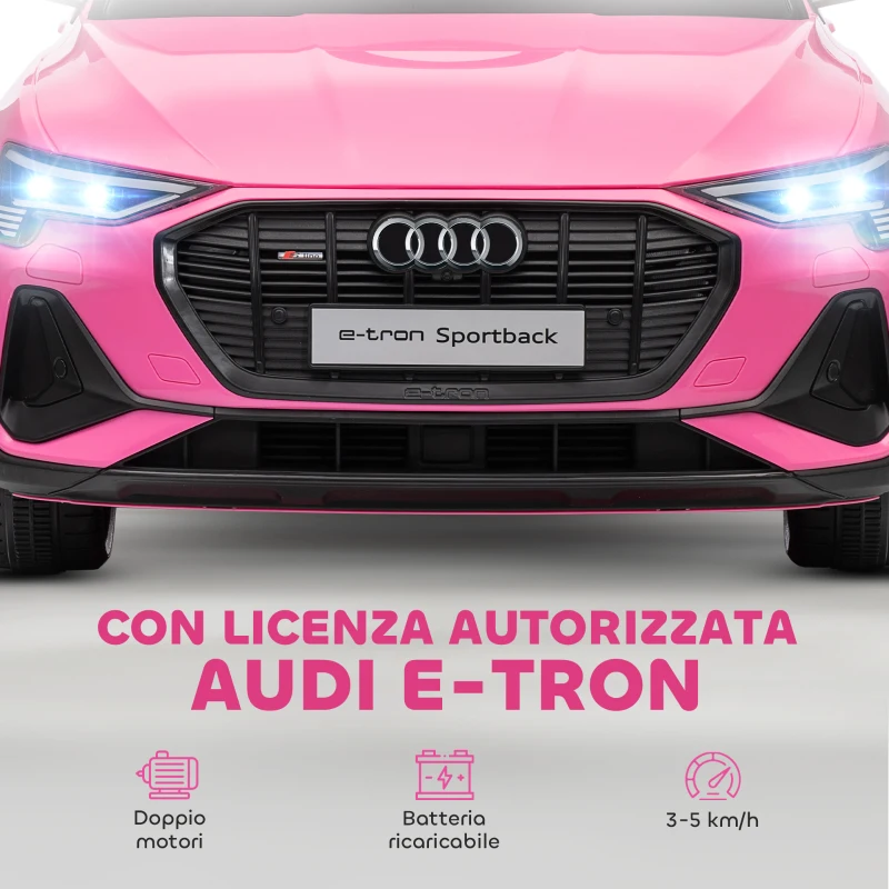 HOMCOM Macchina Elettrica per Bambini 12V con Telecomando, Velocità 3-8km/h, Luci e Musica, Età 3-5 Anni, Rosa