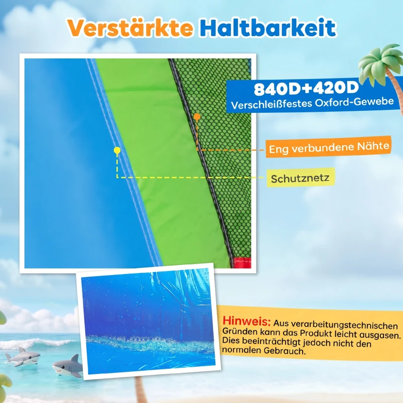 Outsunny Hüpfburg inkl. Gebläse, Märchenschloss; In- und Outdoor, 390 cm x 300 cm x 197 cm, Bunt