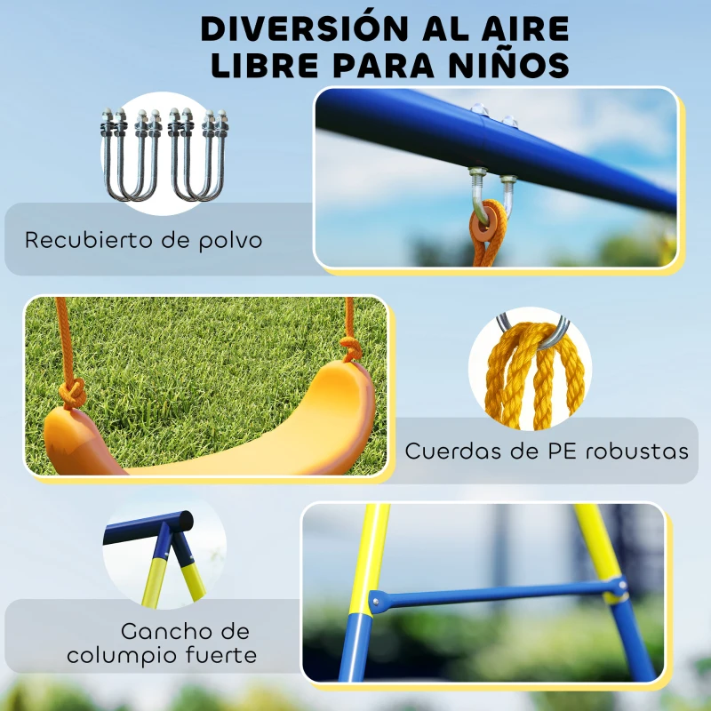AIYAPLAY Columpio Infantil 3 en 1 Columpio Clásico y de Pie y Aros de Gimnasia Carga 150 kg para Niños de 3 a 8 Años Multicolor