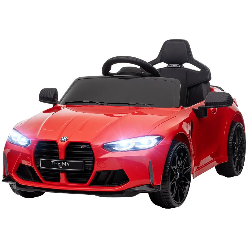 AIYAPLAY Macchina Elettrica per Bambini a Licenza BMW M4 con Telecomando, Clacson e Fari, 108x69.5x51 cm, Rossa