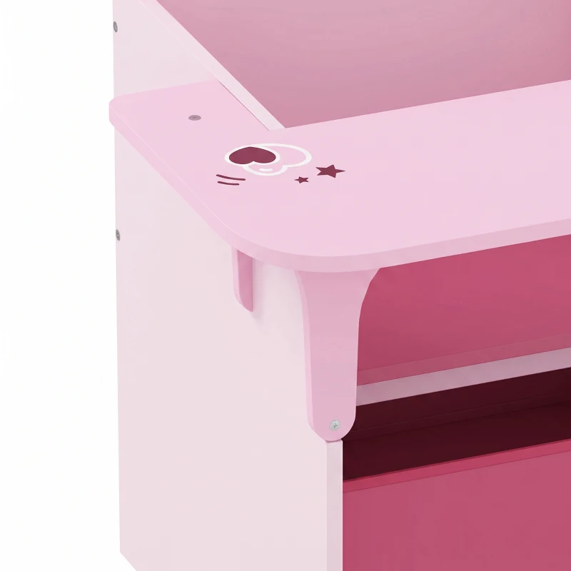 AIYAPLAY Kindertafel met Stoel 2-in-1, Kinderzitgroep met Opbergruimte, Ruimtebesparend, voor 3-5 Jaar, Roze