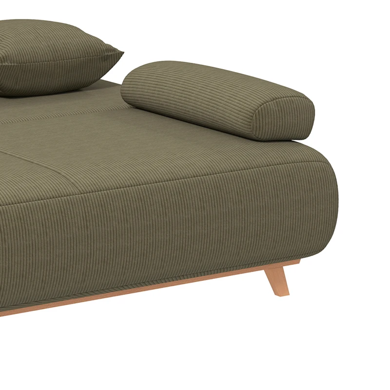 HOMCOM Slaapbank met verstelbare rugleuning, bedfunctie, verborgen opbergruimte en cordbekleding, donkergroen