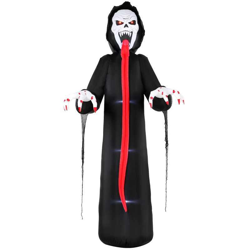 Outsunny Opblaasbaar Halloween-skelet 310 cm met geïntegreerde ledverlichting, griezeldecoratie voor binnen en buiten