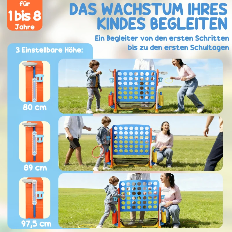 AIYAPLAY 4-in-1 spellenset, Vier op een Rij, in hoogte verstelbaar, netzak, kunststof, kleurrijk