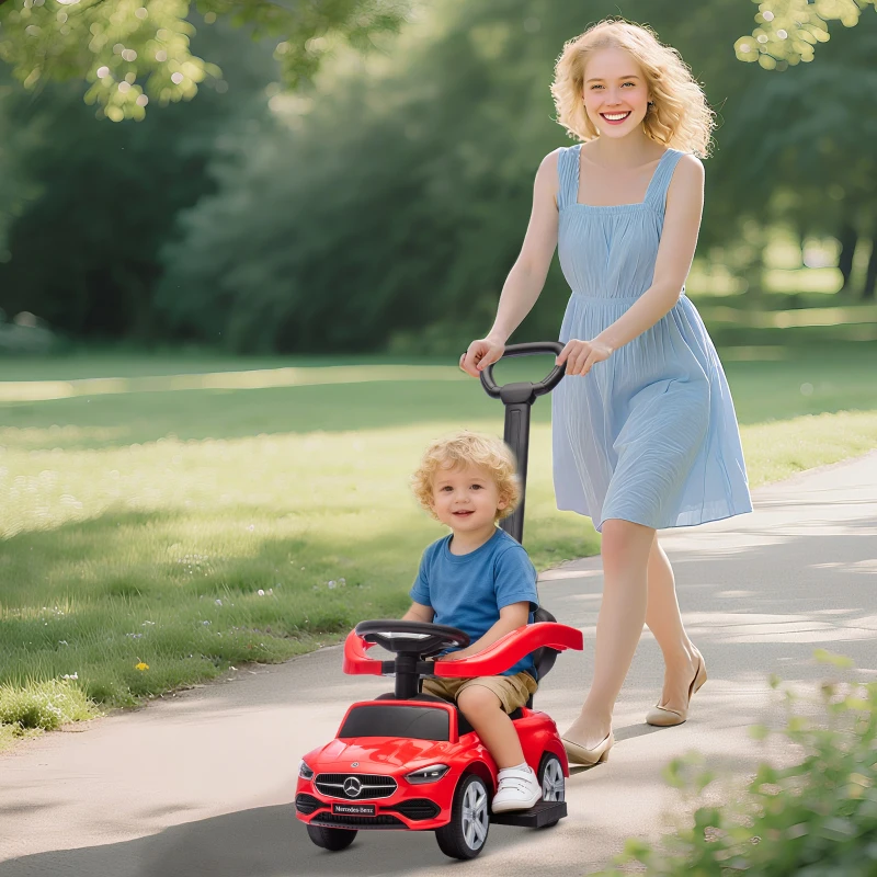 AIYAPLAY 2-in-1 loopauto met duwstang, veiligheidsbeugel, opbergruimte, claxon en stuur