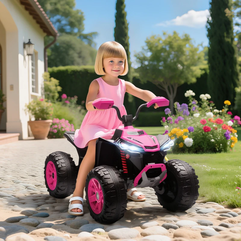 AIYAPLAY Quad Eléctrico para Niños de 3-8 Años 24V con 2 Motores Velocidad hasta 6,5 km/h Ruedas con Suspensión Rosa