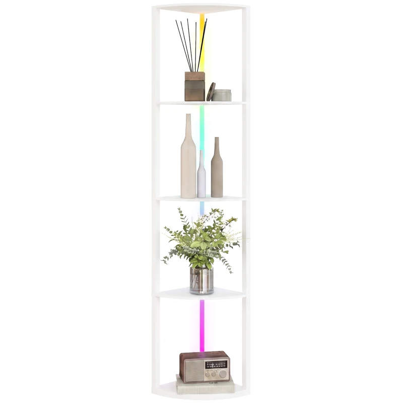 HOMCOM LED vloerlamp met 5 planken, dimbaar, RGB-kleurwissel en afstandsbediening