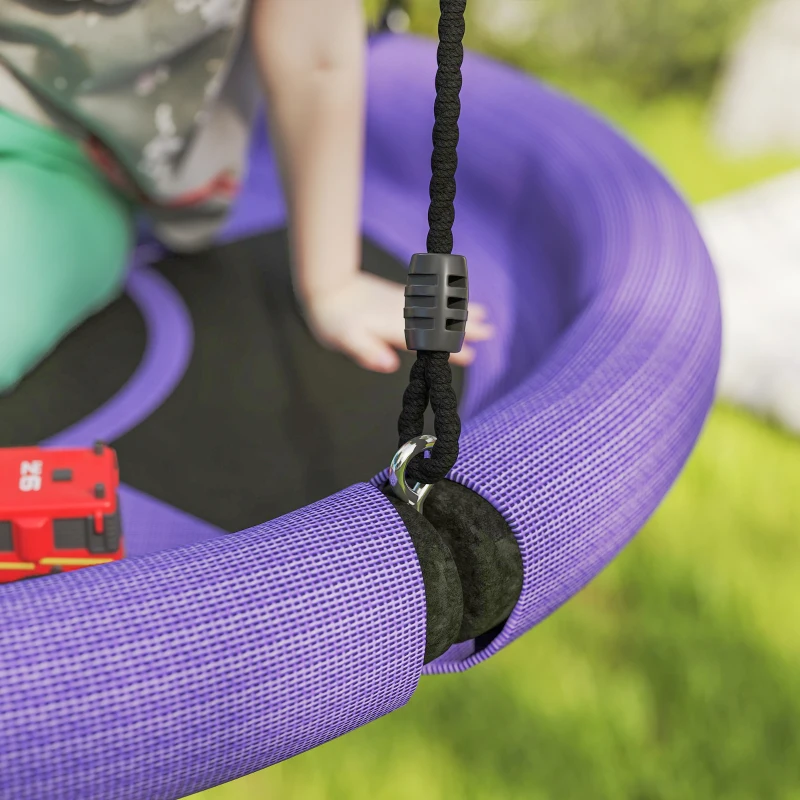 AIYAPLAY 100cm Diameter Nest Seat for Kids with Height Adjustable Hanging Ropes for Outdoor, Playground, Garden, Purple