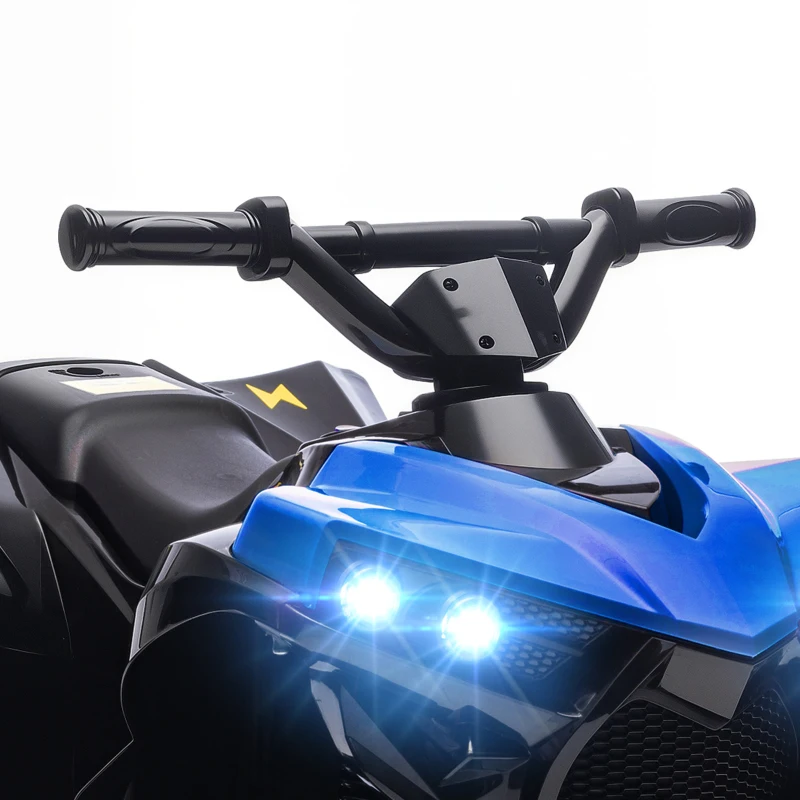 AIYAPLAY 6V Kids ATV, 4 Wheeler Electric Ride on Car with Music and LED Headlights, for Ages 18-56 Months Boys and Girls, Blue