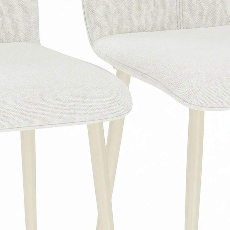 HOMCOM Eetkamerstoelen set van 2, gevoerde keukenstoelen in linnenlook met lichte poten, crème