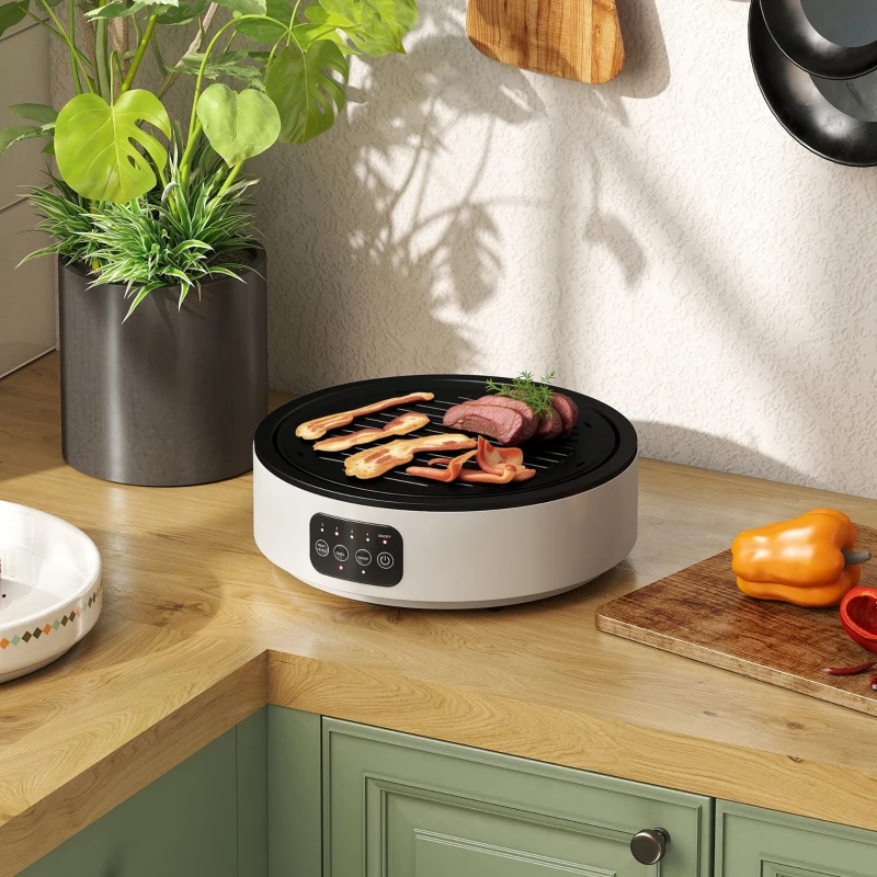 HOMCOM Piastra Elettrica a Infrarossi Fornello Elettrico 2000W con Griglia Ø30cm