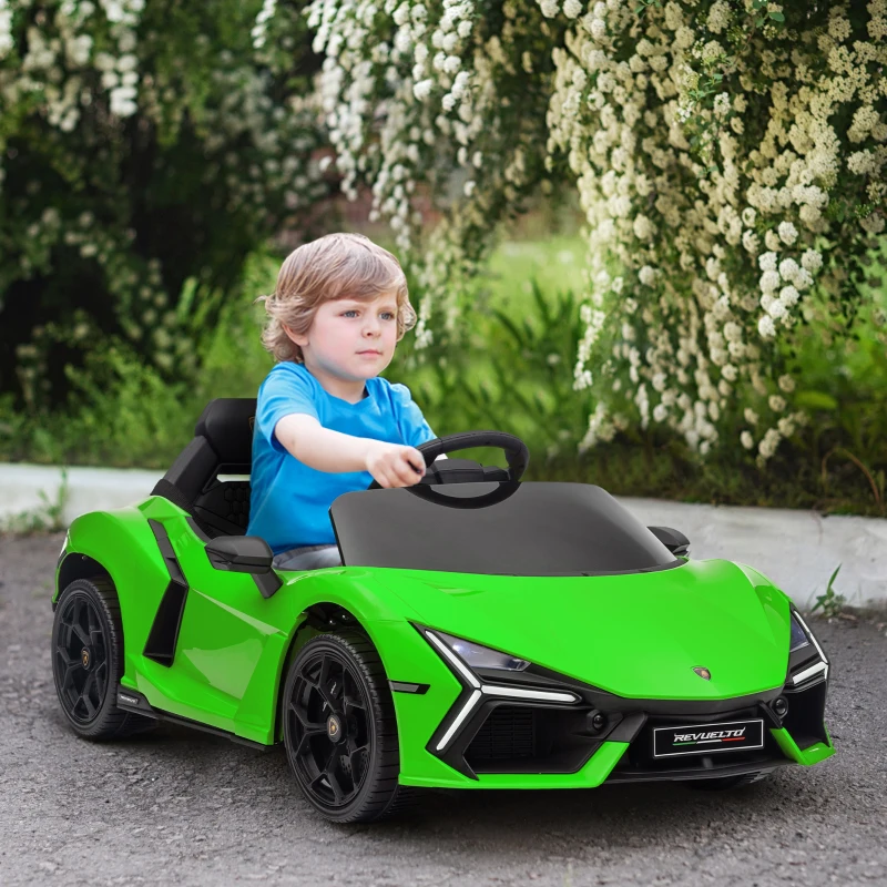 AIYAPLAY Macchina Elettrica per Bambini con Luci LED, Clacson e Telecomando, in Plastica e Acciaio, 105x60x40 cm, Verde