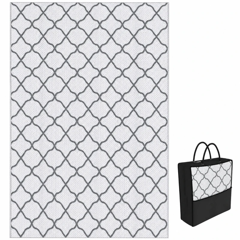 Outsunny Outdoor Tapijt Robuust Weerbestendig Tapijt met Netpatroon 182 x 274 cm Grijs