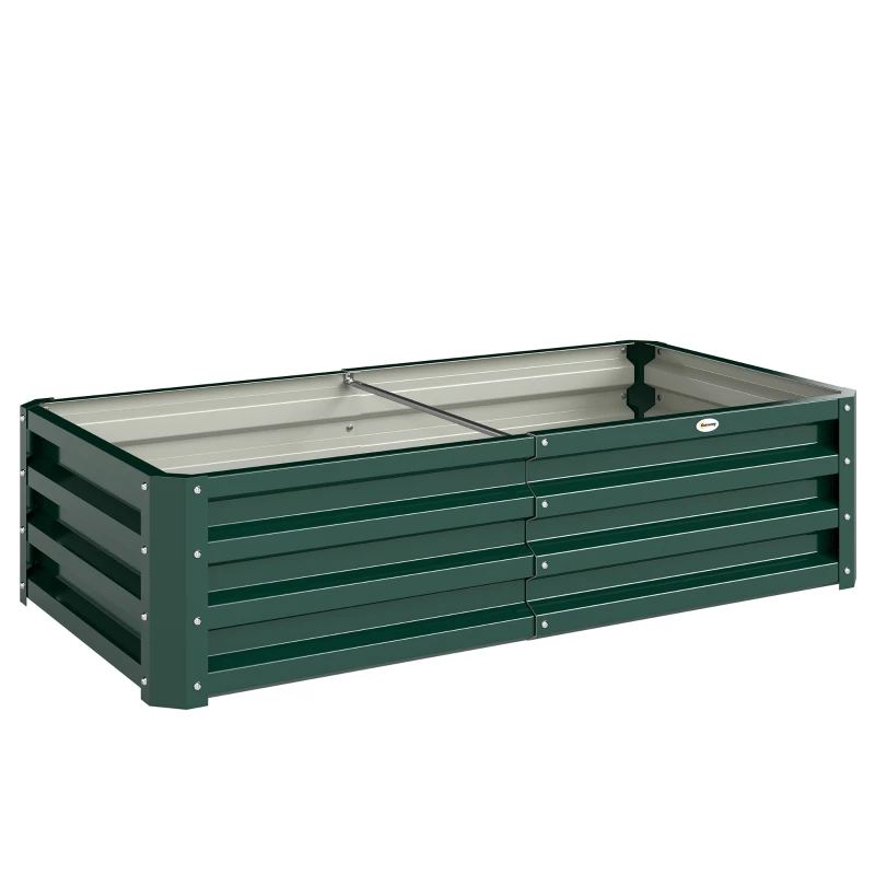 Outsunny Carré potager de jardin rectangulaire tôle d'acier ondulée 120 x 60 x 30 cm vert foncé