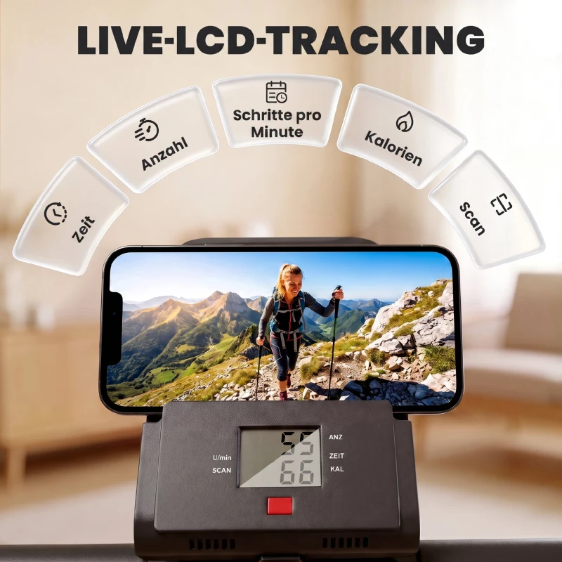 SPORTNOW Treppenstepper für Zuhause, klappbarer Vertical Climber mit 3 Widerstandsstufen, verstellbarem Lenker und LCD-Monitor