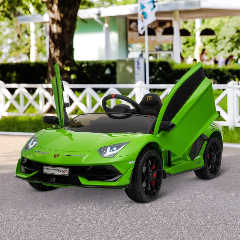 HOMCOM Macchina Elettrica per Bambini con Telecomando Marchio Lamborghini Aventador, Età 3-8 Anni, Verde