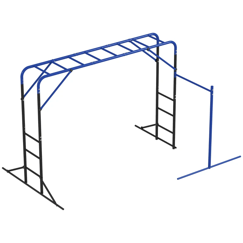 AIYAPLAY Klimrek Outdoor Klimtoren met turnstok en optrekstang voor 3-8 jaar kinderen tot 150kg 250x190x180 cm Zwart