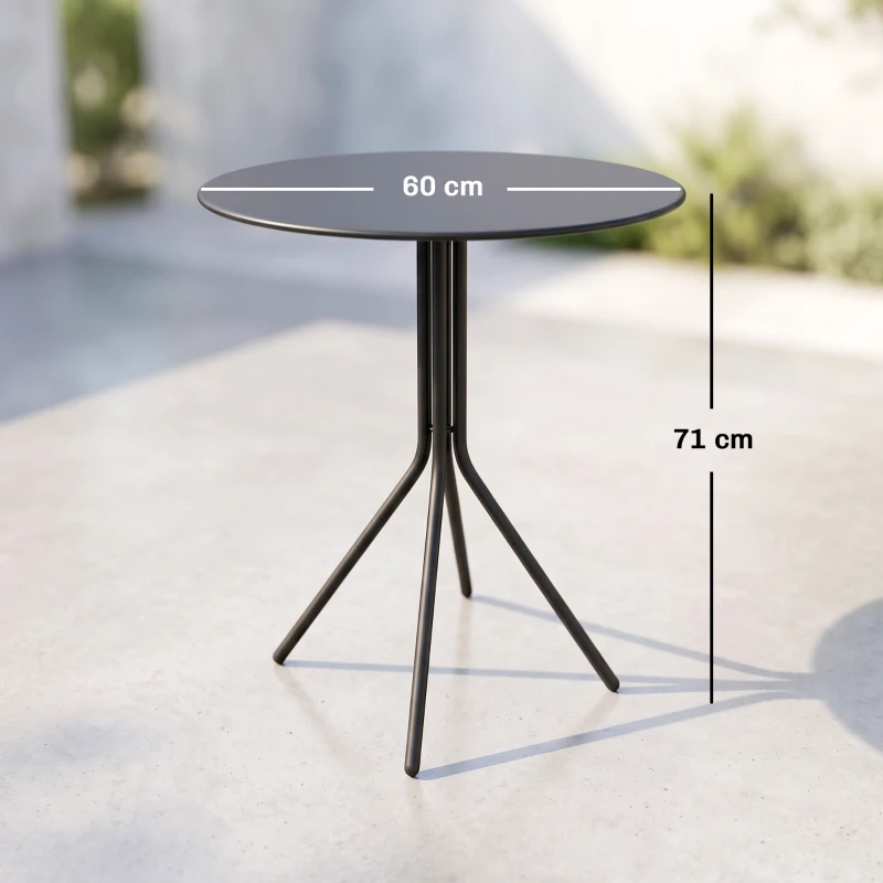 Outsunny Beistelltisch Garten Ø60 x 71 cm wetterfester Gartentisch mit Fußpolster, Rund Stahl 30kg belastbar