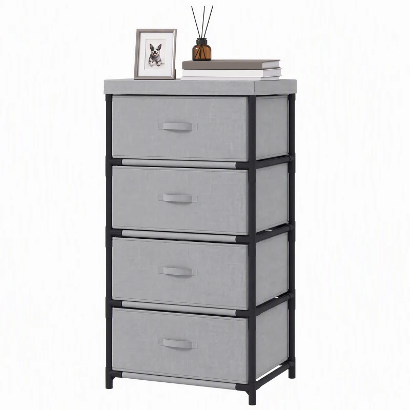 HOMCOM Ladekast met stalen frame en 4 lades, 42 x 32 x 80 cm, grijs/zwart