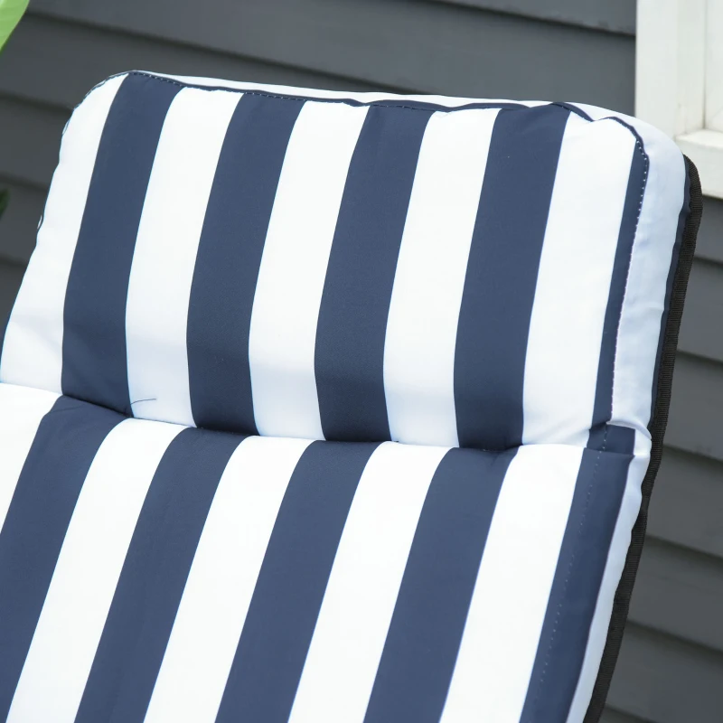 Outsunny Tuinstoel 2x Inklapbaar 60x75x104cm, Verstelbare Rugleuning, 5 Standen, Blauw Wit