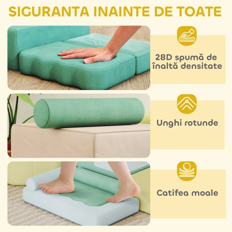 AIYAPLAY Set 15 Blocuri de Construcții Moi Modulabile pentru Copii cu 200 Bile pentru Uz Interior, Multicolor