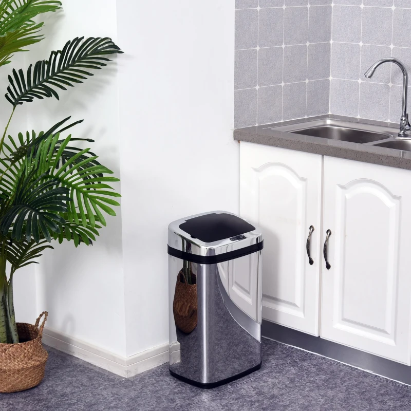 HOMCOM vuilnisemmer rvs automatische sensor 30 l afvalemmer IR-sensor (vierkant) 30 l/ vierkant met/zonder binnenemmer rond vierkant 30 l / 50 l (30 l/vierkant)(m-2)