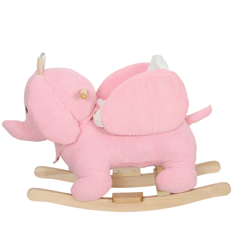 AIYAPLAY Kids Rocking Horse, Baby Ride on Elephant Rocker with Safety Belt and Sound for Toddlers 18 to 36 Months, Pink